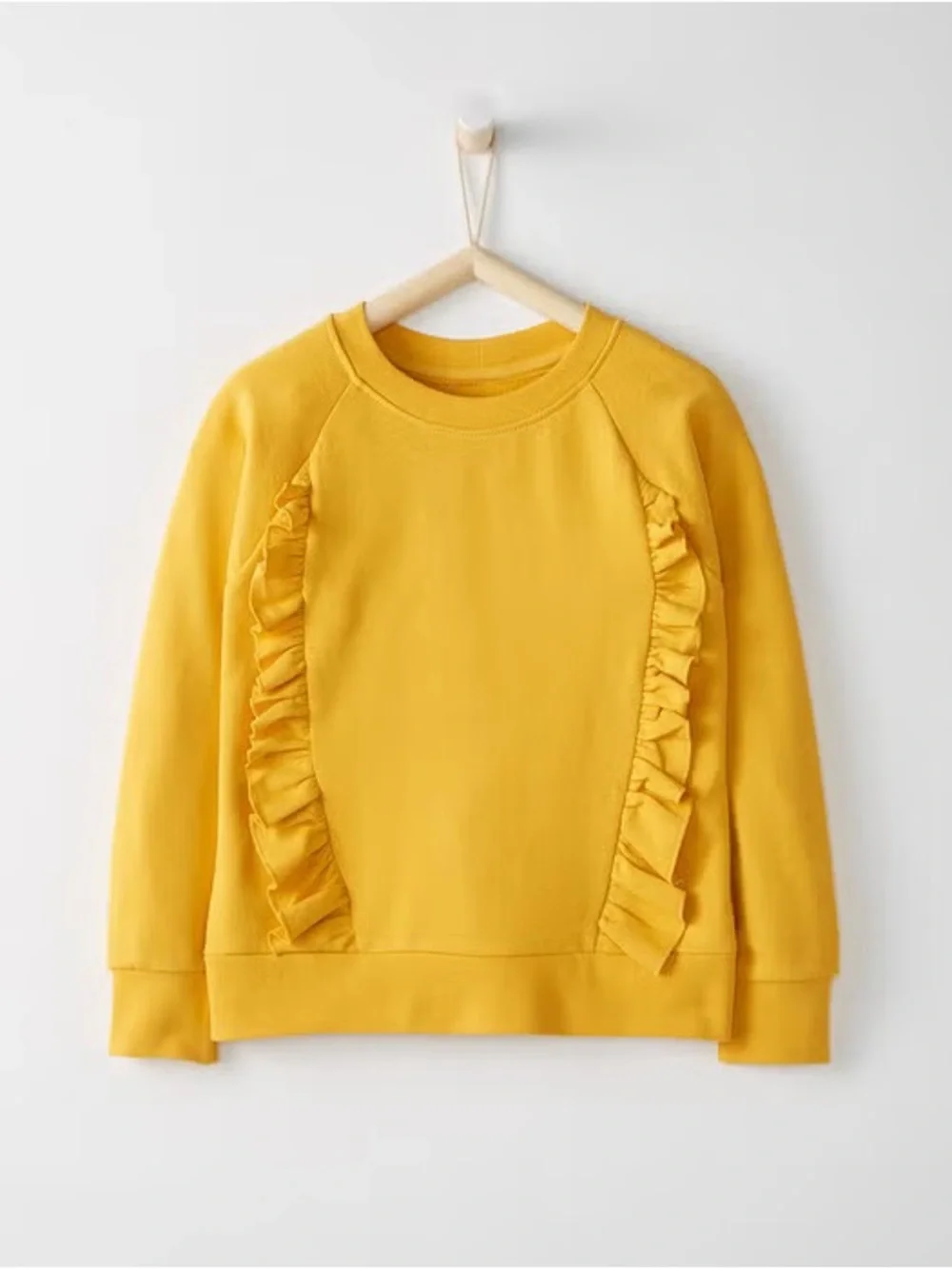 Hanna Andersson Girls' Yellow Ruffle All Play Sweatshirt In French Terry